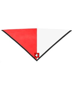 Foulard rouge/blanc bord noir 2cm avec impression