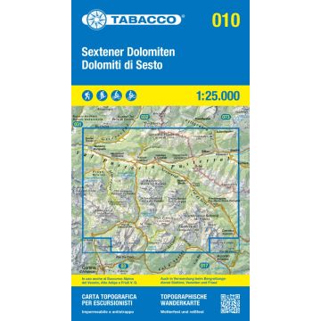 Wanderkarte Tabacco 010 Dolomiti di Sesto Sextener Dolomiten 1:25 000
