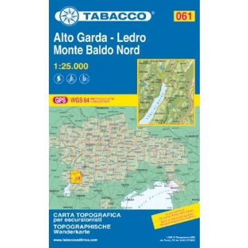 Carte de randonnée Tabacco 061 Riva del Garda Ledro Monte Baldo Nord 1:25 000