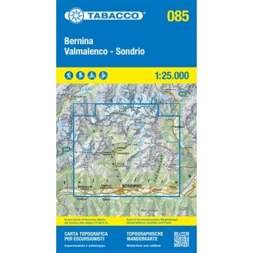 Carte de randonnée Tabacco 085 Bernina Valmalenco Sondrio 1:25 000 