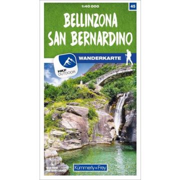 Carte pédestre 45 Bellinzona San Bernardino 1:40 000 / Kümmerly + Frey