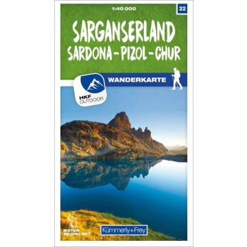 Carte pédestre 22 Sarganserland 1:40 000 / Kümmerly + Frey