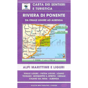 Carte topographique Multigraphic 104 Riviera di Ponente Da Finale Ligure ad Albenga 1:25 000