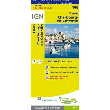 Topographische Karte IGN 106 Caen Cherbourg-en-Cotentin 1:100 000