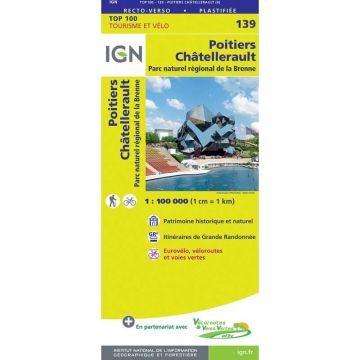 Topographische Karte IGN 139 Poitiers Châtellerault 1:100 000