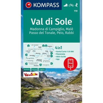 Carte de randonnée Kompass 119 Val di Sole 1:35 000 