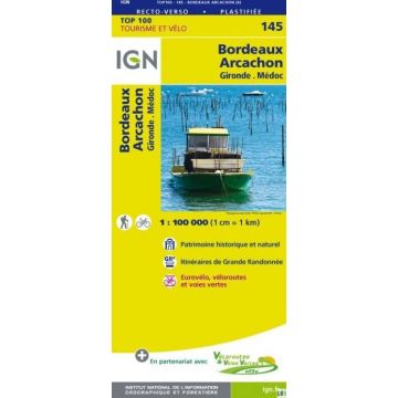 Topographische Karte IGN 145 Bordeaux Arcachon 1:100 000