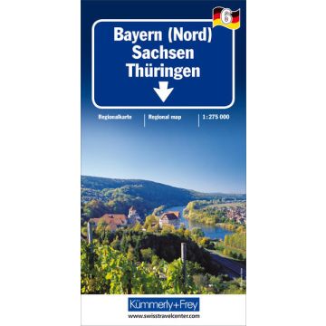 Carte routière Allemagne 06 Bayern Nord Sachsen Thüringen 1:275 000 / Kümmerly &
