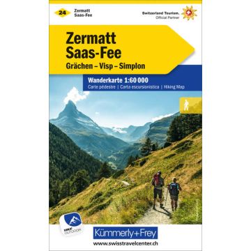 Carte pédestre 24 Zermatt Saas Fee 1:60 000 / Kümmerly & Frey