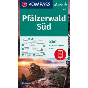 Carte de randonnée Kompass 473 Pfälzerwald Süd 1:25 000