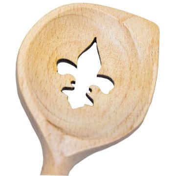 Cuillère de cuisine en bois avec lys scout, 30cm