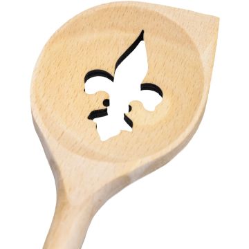 Cuillère de cuisine en bois avec lys scout, 45cm