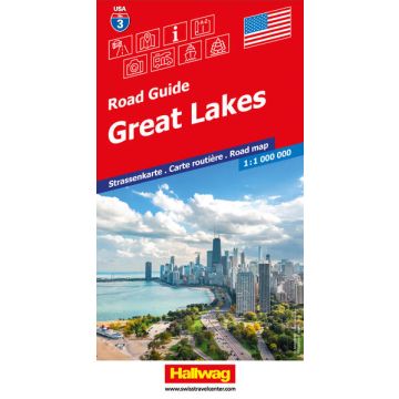 Carte routière Great Lakes 1:1 Mio. Road Guide USA 3 / Hallwag