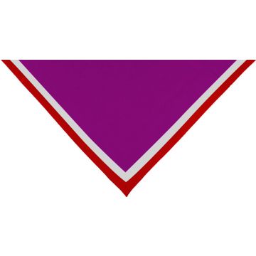Halstuch violett m. 2 Ränder rot/weiss 1 cm