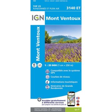Carte topographique 3140 ET Mont Ventoux 1:25 000