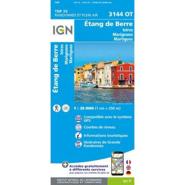 Carte topographique IGN 3144 OT Étang de Berre 1:25 000