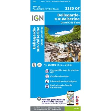 Carte topographique IGN 3330 OT Bellegarde-sur-Valserine 1:25 000