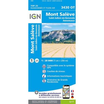 Carte topographique IGN 3430 OT Mont Salève 1:25 000