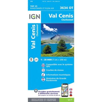 Carte topographique IGN 3634 OT Val Cenis 1:25 000