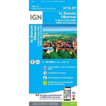 Carte topographique IGN 3716 ET Le Donon Obernai 1:25 000
