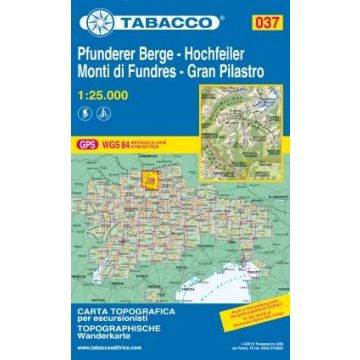 Carte de randonnée Tabacco 037 Monti di Fundres Gran Pilastro 1:25 000