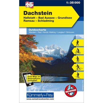 Carte de randonnée Dachstein 1:35 000 / Kümmerly & Frey Outdoorkarte 15