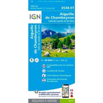 Carte topographique IGN 3538 ET Aiguille de Chambeyron 1:25 000