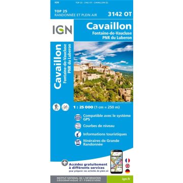 Carte topographique IGN 3142 OT Cavaillon 1:25 000
