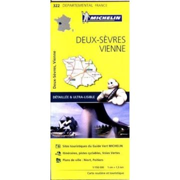 Carte routière Michelin 322 Deux-Sèvres Vienne 1:150 000 