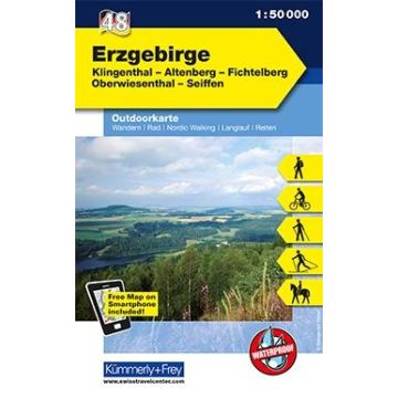 Carte de randonnée Erzgebirge 1:50 000 / Kümmerly & Frey Outdoorkarte 48 