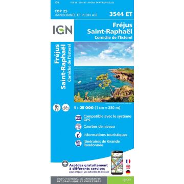 Carte topographique IGN 3544 ET Frejus Saint-Raphaël 1:25 000