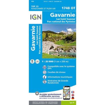 Carte topograhique IGN 1748 OT Gavarnie 1:25 000