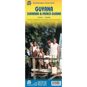 Carte routière Guyana Suriname & French Guiana 1:850 000 / ITMB