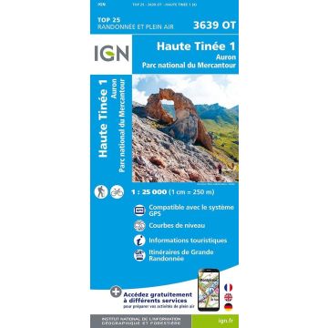 Carte topographique IGN 3639 OT Haute Tinée 1 1:25 000 