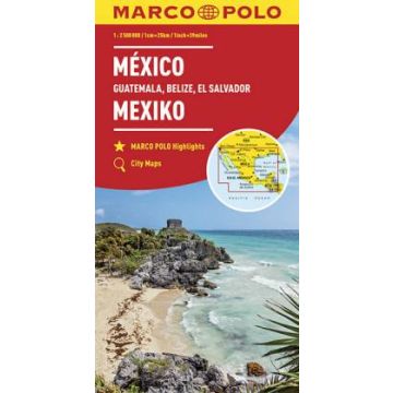Carte routière Mexique Guatemala Belize El Salvador 1:2,5  Mio. / Marco Polo