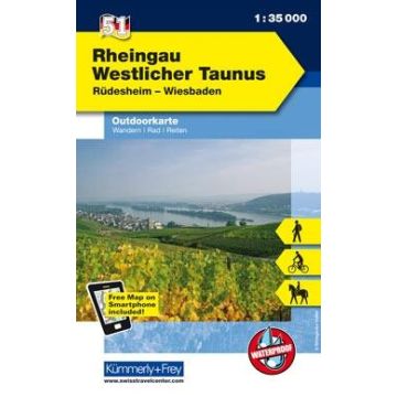 Carte de randonnée Rheingau Taunus 1:35 000 / Kümmerly & Frey Outdoorkarte 51