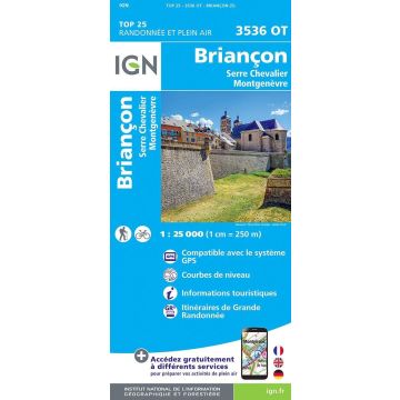 Carte topographique IGN 3536 OT Briancon 1:25 000