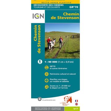 Carte de randonnée GR70 Chemin de Stevenson 1:90 000 / IGN