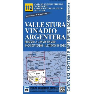 Carte de randonnée IGC 112 Valle Stura Vinadio 1:25 000