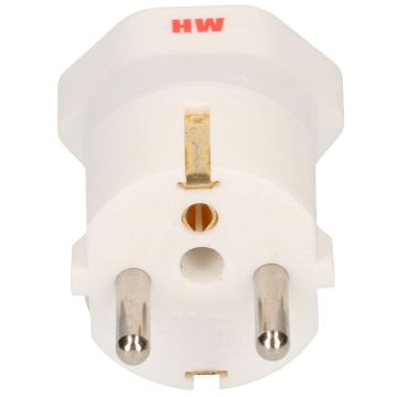 Übergangsstecker Schuko/Typ23 3-polig weiss