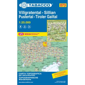 Carte de randonnée Tabacco 073 Villgratental Sillian Pustertal 1:25 000