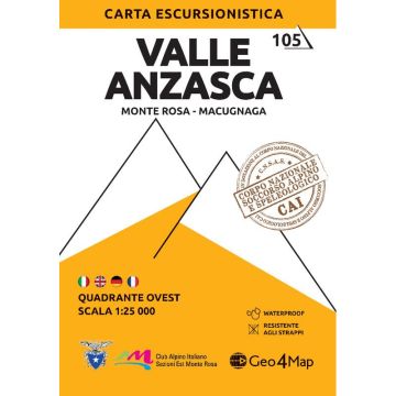 Carte de randonnée Valle Anzasca Ovest 1:25 000 / Geo4Map 105