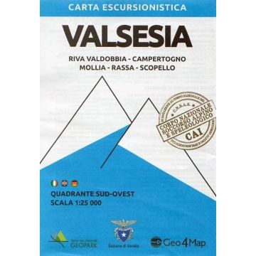 Carte de randonnée Valsesia Sud-Ovest 1:25 000 / Geo4Map 101