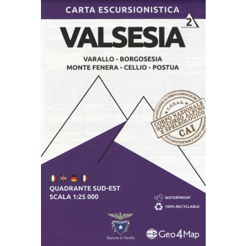 Carte de randonnée Valsesia Sud-Est 1:25 000 / Geo4Map 102