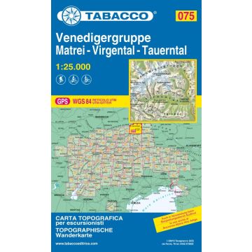 Carte de randonnée Tabacco 075 Venedigergruppe Matrei 1:25 000