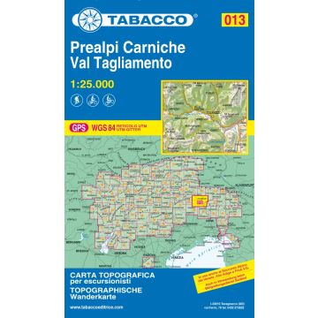 Carte de randonnée Tabacco 013 Prealpi Carniche Val Tagliamento 1:25 000