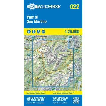 Carte de randonnée Tabacco 022 Pale di San Martino 1:25 000