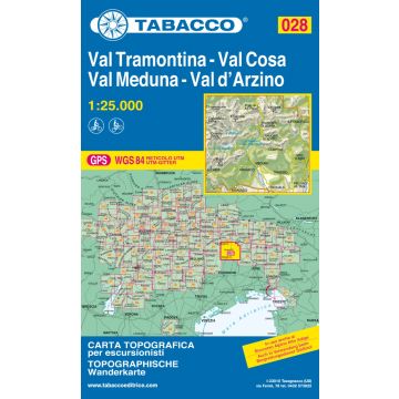 Carte de randonnée Tabacco 028 Val Tramontina Val Meduna 1:25 000