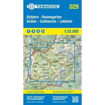 Carte de randonnée Tabacco 029 Sciliar Catinaccio Latemar 1:25 000