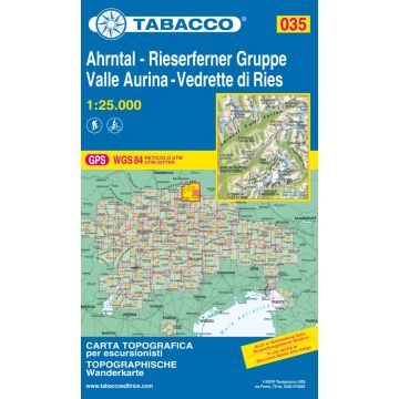 Carte de randonnée Tabacco 035 Valle Aurina Vedrette di Ries 1:25 000